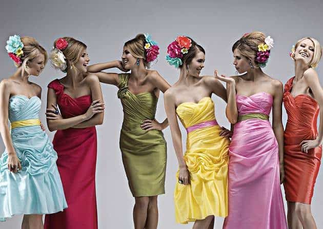 Bridesmaids dresses multicoloured