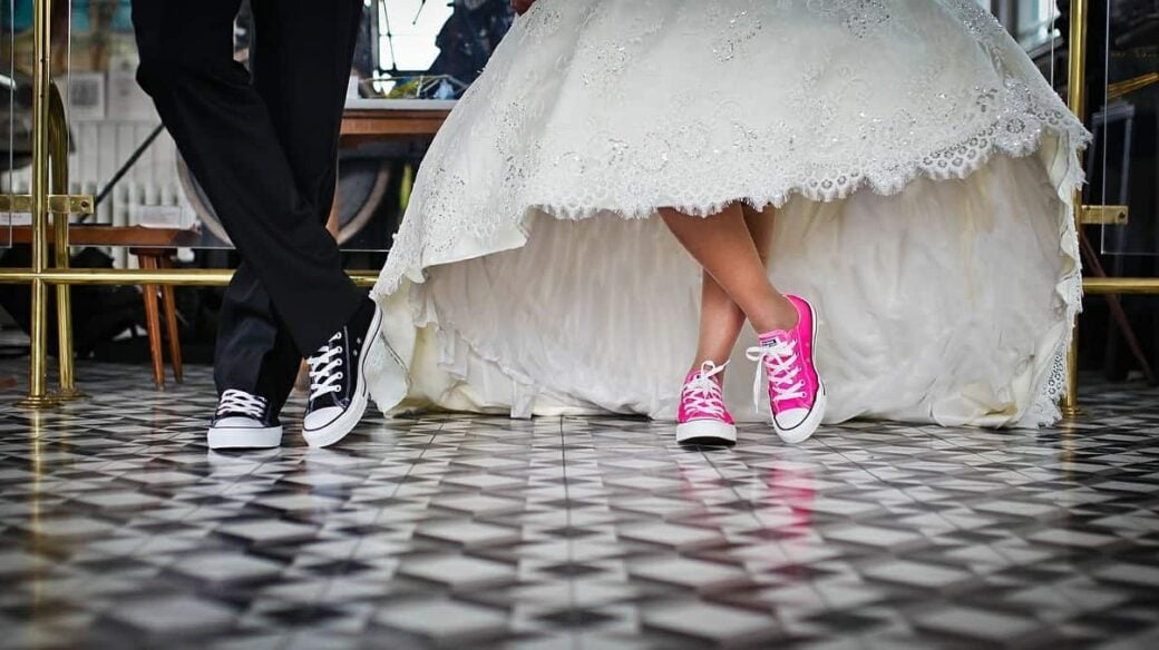 Trainers are becoming a favourite footwear choice at weddings!